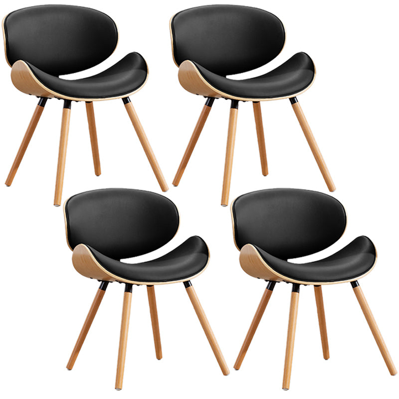 Contemporary Style Leather Dining Chair Open Back Dining Side Chair for Kitchen Black 4 Piece Set Natural Wood Clearhalo ' kitchen&dining_furn' 'Dining Chairs' 'Dining Tables & Seating' 'dining_chair' 'furn' 'furn_dining_chair' 'Furniture' 'furniture_dining_chair' 'Kitchen & Dining Furniture' 'kitchen' 3740576