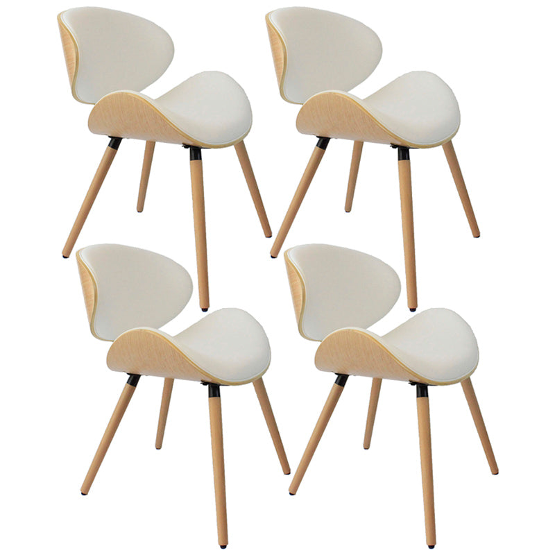 Contemporary Style Leather Dining Chair Open Back Dining Side Chair for Kitchen White 4 Piece Set Natural Wood Clearhalo ' kitchen&dining_furn' 'Dining Chairs' 'Dining Tables & Seating' 'dining_chair' 'furn' 'furn_dining_chair' 'Furniture' 'furniture_dining_chair' 'Kitchen & Dining Furniture' 'kitchen' 3740580