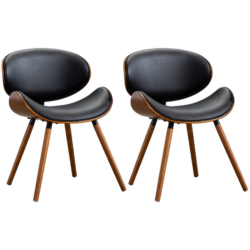 Contemporary Style Leather Dining Chair Open Back Dining Side Chair for Kitchen Black 2 Piece Set Walnut Clearhalo ' kitchen&dining_furn' 'Dining Chairs' 'Dining Tables & Seating' 'dining_chair' 'furn' 'furn_dining_chair' 'Furniture' 'furniture_dining_chair' 'Kitchen & Dining Furniture' 'kitchen' 3740584