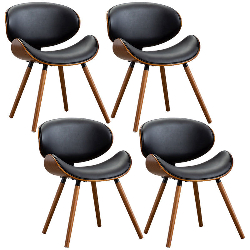 Contemporary Style Leather Dining Chair Open Back Dining Side Chair for Kitchen Black 4 Piece Set Walnut Clearhalo ' kitchen&dining_furn' 'Dining Chairs' 'Dining Tables & Seating' 'dining_chair' 'furn' 'furn_dining_chair' 'Furniture' 'furniture_dining_chair' 'Kitchen & Dining Furniture' 'kitchen' 3740586