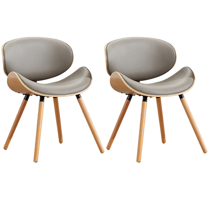 Contemporary Style Leather Dining Chair Open Back Dining Side Chair for Kitchen Grey 2 Piece Set Natural Wood Clearhalo ' kitchen&dining_furn' 'Dining Chairs' 'Dining Tables & Seating' 'dining_chair' 'furn' 'furn_dining_chair' 'Furniture' 'furniture_dining_chair' 'Kitchen & Dining Furniture' 'kitchen' 3740590