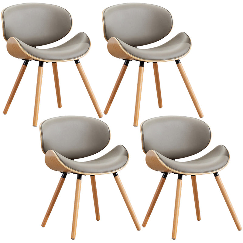 Contemporary Style Leather Dining Chair Open Back Dining Side Chair for Kitchen Grey 4 Piece Set Natural Wood Clearhalo ' kitchen&dining_furn' 'Dining Chairs' 'Dining Tables & Seating' 'dining_chair' 'furn' 'furn_dining_chair' 'Furniture' 'furniture_dining_chair' 'Kitchen & Dining Furniture' 'kitchen' 3740592