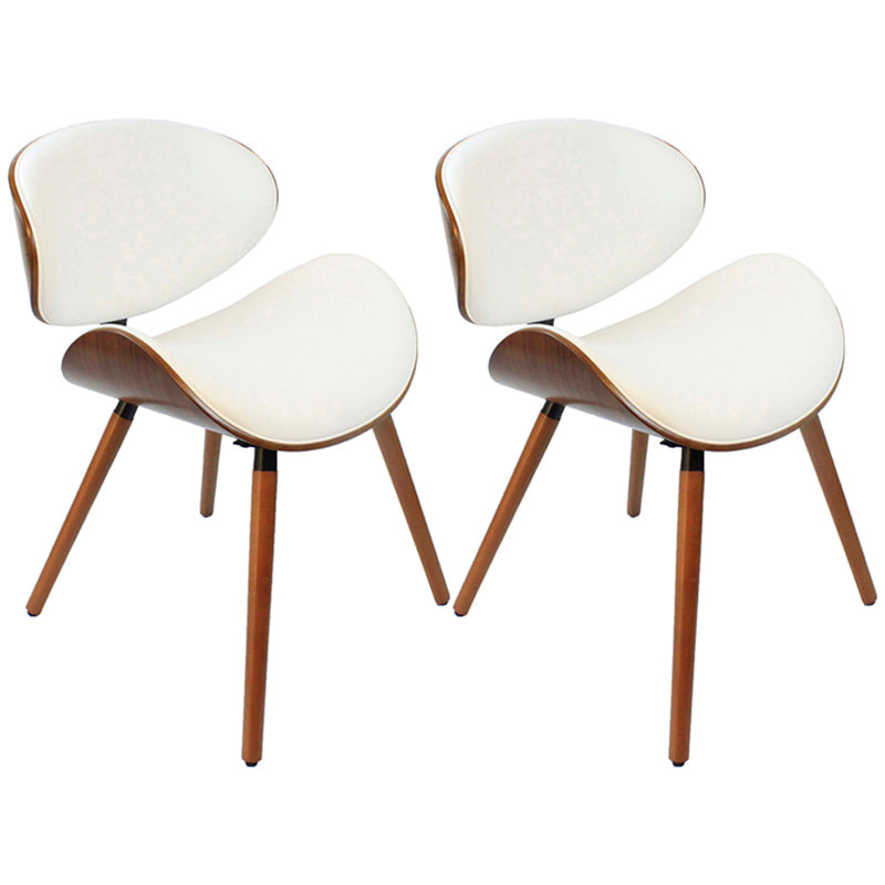 Contemporary Style Leather Dining Chair Open Back Dining Side Chair for Kitchen White 2 Piece Set Walnut Clearhalo ' kitchen&dining_furn' 'Dining Chairs' 'Dining Tables & Seating' 'dining_chair' 'furn' 'furn_dining_chair' 'Furniture' 'furniture_dining_chair' 'Kitchen & Dining Furniture' 'kitchen' 3740595