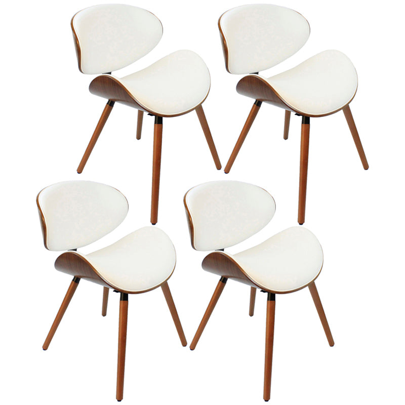 Contemporary Style Leather Dining Chair Open Back Dining Side Chair for Kitchen White 4 Piece Set Walnut Clearhalo ' kitchen&dining_furn' 'Dining Chairs' 'Dining Tables & Seating' 'dining_chair' 'furn' 'furn_dining_chair' 'Furniture' 'furniture_dining_chair' 'Kitchen & Dining Furniture' 'kitchen' 3740596