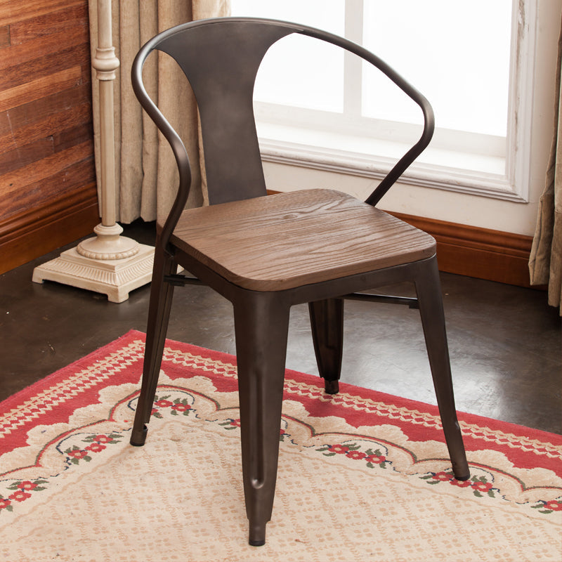 Slat Back Dining Arm Chair with Metal Legs Industrial Dining Armchairs for Coffee Bar Clearhalo ' kitchen&dining_furn' 'Dining Chairs' 'Dining Tables & Seating' 'dining_chair' 'furn' 'furn_dining_chair' 'Furniture' 'furniture_dining_chair' 'Kitchen & Dining Furniture' 'kitchen' 3740597