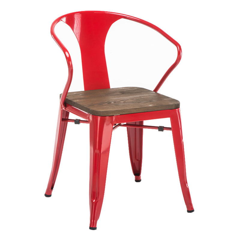 Slat Back Dining Arm Chair with Metal Legs Industrial Dining Armchairs for Coffee Bar Red 1 Piece Clearhalo ' kitchen&dining_furn' 'Dining Chairs' 'Dining Tables & Seating' 'dining_chair' 'furn' 'furn_dining_chair' 'Furniture' 'furniture_dining_chair' 'Kitchen & Dining Furniture' 'kitchen' 3740598