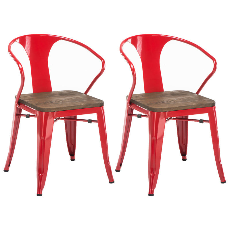 Slat Back Dining Arm Chair with Metal Legs Industrial Dining Armchairs for Coffee Bar Red 2 Piece Set Clearhalo ' kitchen&dining_furn' 'Dining Chairs' 'Dining Tables & Seating' 'dining_chair' 'furn' 'furn_dining_chair' 'Furniture' 'furniture_dining_chair' 'Kitchen & Dining Furniture' 'kitchen' 3740599