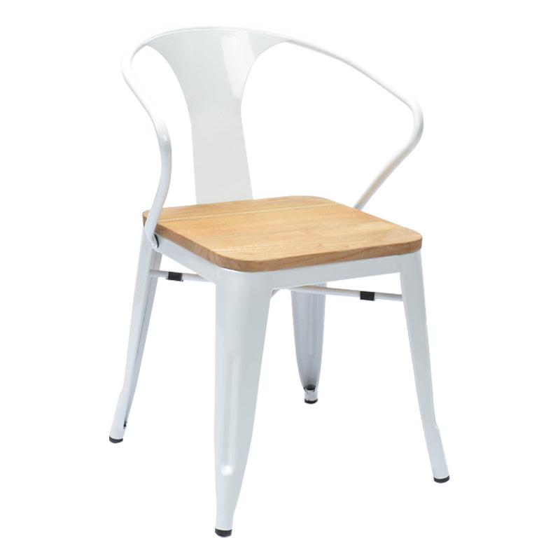 Slat Back Dining Arm Chair with Metal Legs Industrial Dining Armchairs for Coffee Bar White 1 Piece Clearhalo ' kitchen&dining_furn' 'Dining Chairs' 'Dining Tables & Seating' 'dining_chair' 'furn' 'furn_dining_chair' 'Furniture' 'furniture_dining_chair' 'Kitchen & Dining Furniture' 'kitchen' 3740603