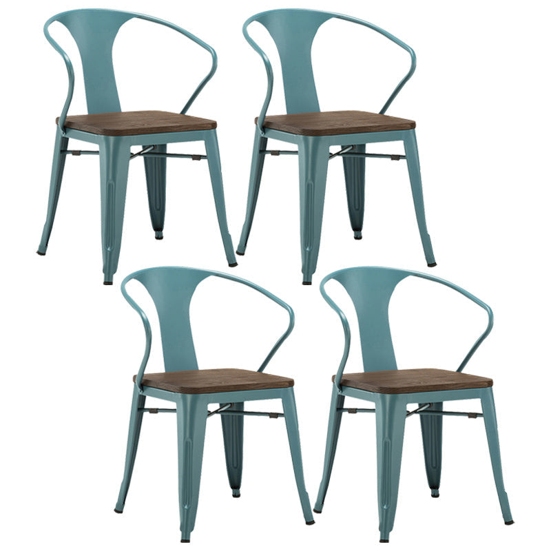 Slat Back Dining Arm Chair with Metal Legs Industrial Dining Armchairs for Coffee Bar Airy Blue 4 Piece Set Clearhalo ' kitchen&dining_furn' 'Dining Chairs' 'Dining Tables & Seating' 'dining_chair' 'furn' 'furn_dining_chair' 'Furniture' 'furniture_dining_chair' 'Kitchen & Dining Furniture' 'kitchen' 3740614