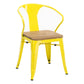 Slat Back Dining Arm Chair with Metal Legs Industrial Dining Armchairs for Coffee Bar Lemon Yellow 1 Piece Clearhalo ' kitchen&dining_furn' 'Dining Chairs' 'Dining Tables & Seating' 'dining_chair' 'furn' 'furn_dining_chair' 'Furniture' 'furniture_dining_chair' 'Kitchen & Dining Furniture' 'kitchen' 3740615