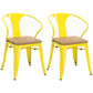 Slat Back Dining Arm Chair with Metal Legs Industrial Dining Armchairs for Coffee Bar Lemon Yellow 2 Piece Set Clearhalo ' kitchen&dining_furn' 'Dining Chairs' 'Dining Tables & Seating' 'dining_chair' 'furn' 'furn_dining_chair' 'Furniture' 'furniture_dining_chair' 'Kitchen & Dining Furniture' 'kitchen' 3740616