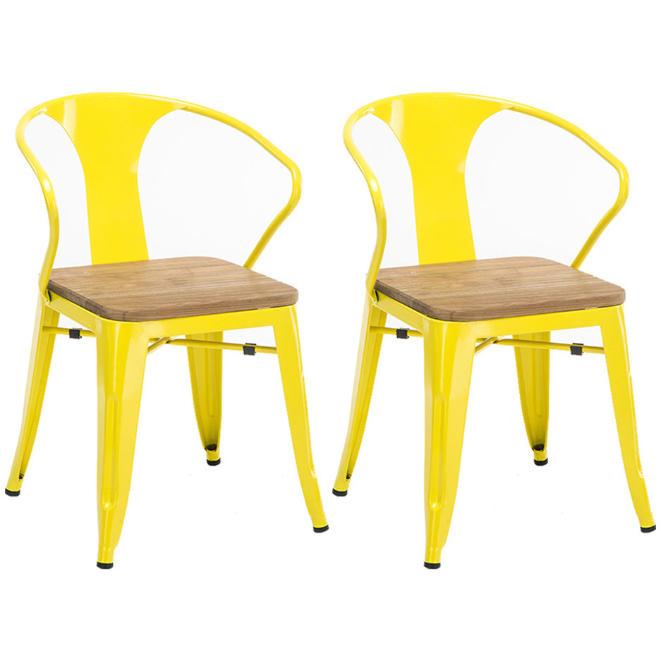 Slat Back Dining Arm Chair with Metal Legs Industrial Dining Armchairs for Coffee Bar Lemon Yellow 2 Piece Set Clearhalo ' kitchen&dining_furn' 'Dining Chairs' 'Dining Tables & Seating' 'dining_chair' 'furn' 'furn_dining_chair' 'Furniture' 'furniture_dining_chair' 'Kitchen & Dining Furniture' 'kitchen' 3740616