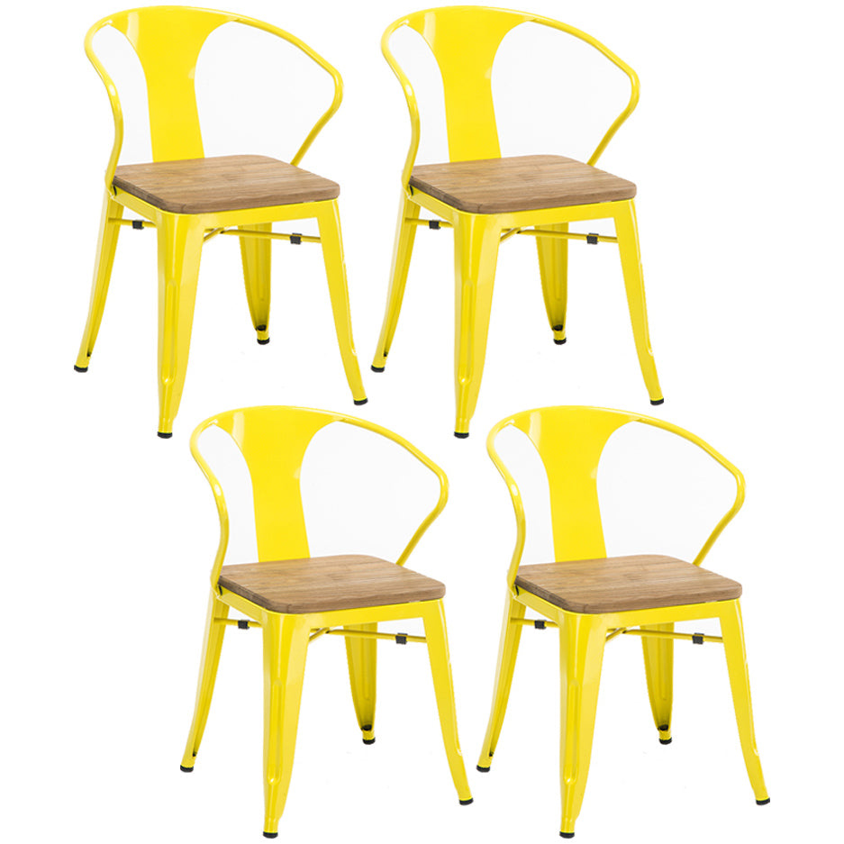 Slat Back Dining Arm Chair with Metal Legs Industrial Dining Armchairs for Coffee Bar Lemon Yellow 4 Piece Set Clearhalo ' kitchen&dining_furn' 'Dining Chairs' 'Dining Tables & Seating' 'dining_chair' 'furn' 'furn_dining_chair' 'Furniture' 'furniture_dining_chair' 'Kitchen & Dining Furniture' 'kitchen' 3740617