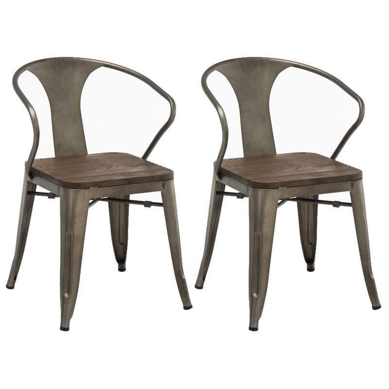 Slat Back Dining Arm Chair with Metal Legs Industrial Dining Armchairs for Coffee Bar Light Brown 2 Piece Set Clearhalo ' kitchen&dining_furn' 'Dining Chairs' 'Dining Tables & Seating' 'dining_chair' 'furn' 'furn_dining_chair' 'Furniture' 'furniture_dining_chair' 'Kitchen & Dining Furniture' 'kitchen' 3740619