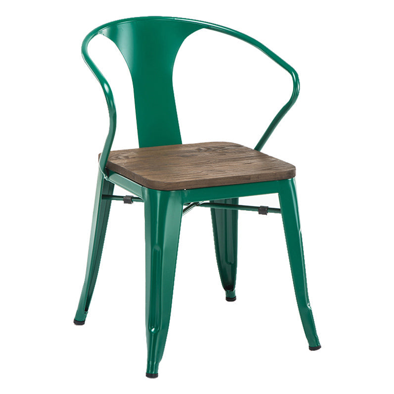 Slat Back Dining Arm Chair with Metal Legs Industrial Dining Armchairs for Coffee Bar Green 1 Piece Clearhalo ' kitchen&dining_furn' 'Dining Chairs' 'Dining Tables & Seating' 'dining_chair' 'furn' 'furn_dining_chair' 'Furniture' 'furniture_dining_chair' 'Kitchen & Dining Furniture' 'kitchen' 3740621