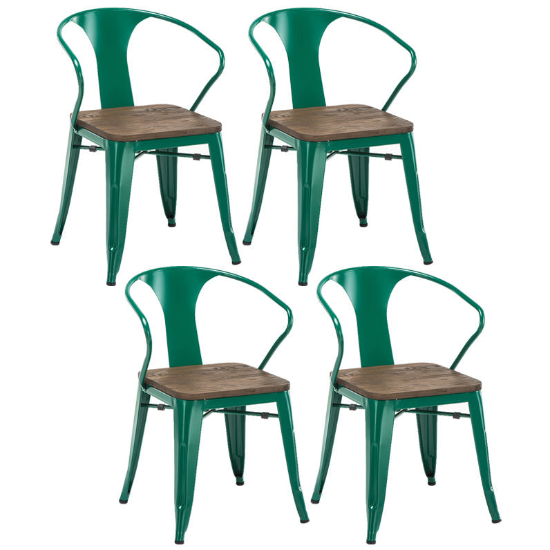 Slat Back Dining Arm Chair with Metal Legs Industrial Dining Armchairs for Coffee Bar Green 4 Piece Set Clearhalo ' kitchen&dining_furn' 'Dining Chairs' 'Dining Tables & Seating' 'dining_chair' 'furn' 'furn_dining_chair' 'Furniture' 'furniture_dining_chair' 'Kitchen & Dining Furniture' 'kitchen' 3740623