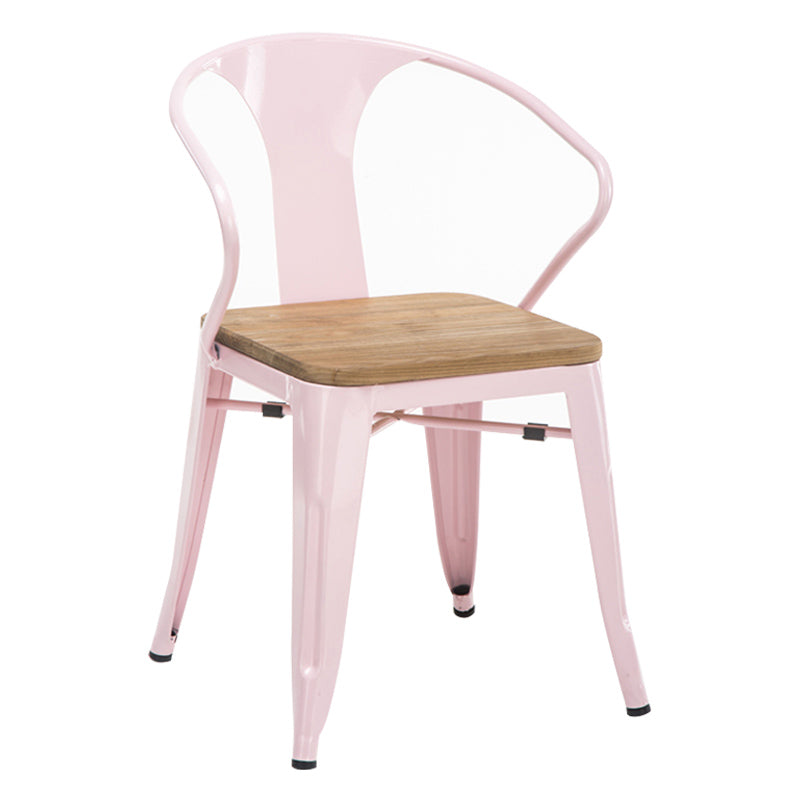 Slat Back Dining Arm Chair with Metal Legs Industrial Dining Armchairs for Coffee Bar Light Pink 1 Piece Clearhalo ' kitchen&dining_furn' 'Dining Chairs' 'Dining Tables & Seating' 'dining_chair' 'furn' 'furn_dining_chair' 'Furniture' 'furniture_dining_chair' 'Kitchen & Dining Furniture' 'kitchen' 3740627