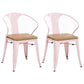 Slat Back Dining Arm Chair with Metal Legs Industrial Dining Armchairs for Coffee Bar Light Pink 2 Piece Set Clearhalo ' kitchen&dining_furn' 'Dining Chairs' 'Dining Tables & Seating' 'dining_chair' 'furn' 'furn_dining_chair' 'Furniture' 'furniture_dining_chair' 'Kitchen & Dining Furniture' 'kitchen' 3740628