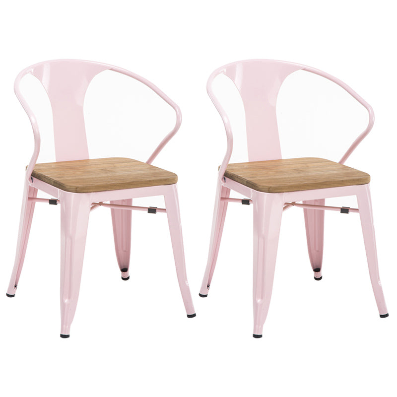 Slat Back Dining Arm Chair with Metal Legs Industrial Dining Armchairs for Coffee Bar Light Pink 2 Piece Set Clearhalo ' kitchen&dining_furn' 'Dining Chairs' 'Dining Tables & Seating' 'dining_chair' 'furn' 'furn_dining_chair' 'Furniture' 'furniture_dining_chair' 'Kitchen & Dining Furniture' 'kitchen' 3740628