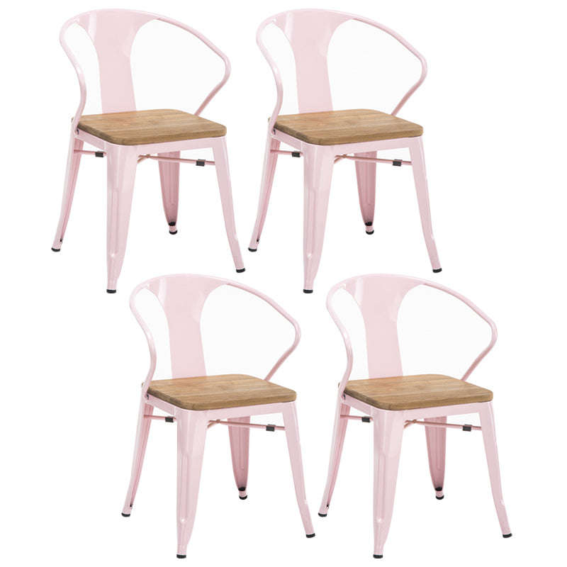 Slat Back Dining Arm Chair with Metal Legs Industrial Dining Armchairs for Coffee Bar Light Pink 4 Piece Set Clearhalo ' kitchen&dining_furn' 'Dining Chairs' 'Dining Tables & Seating' 'dining_chair' 'furn' 'furn_dining_chair' 'Furniture' 'furniture_dining_chair' 'Kitchen & Dining Furniture' 'kitchen' 3740629