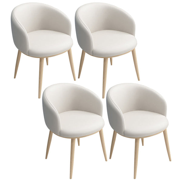 Home Contemporary Arm Chair Parsons Back Metal Upholstered Dining Room Chair Off-White 4 Piece Set Clearhalo ' kitchen&dining_furn' 'Dining Chairs' 'Dining Tables & Seating' 'dining_chair' 'furn' 'furn_dining_chair' 'Furniture' 'furniture_dining_chair' 'Kitchen & Dining Furniture' 'kitchen' 3740659