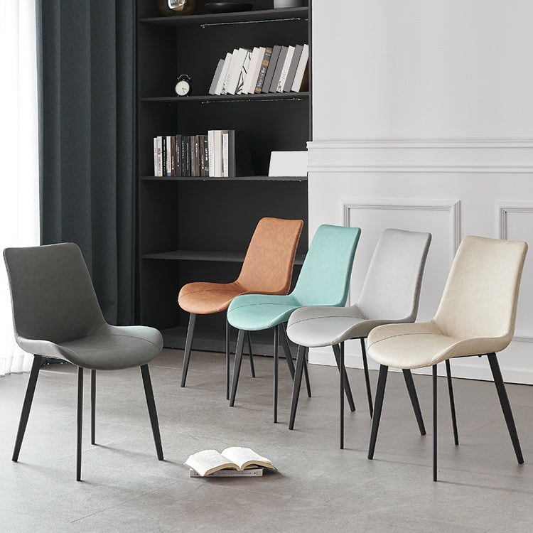 Contemporary Metal Dining Room Chairs Armless Leather Dining Chairs for Home Use Clearhalo ' kitchen&dining_furn' 'Dining Chairs' 'Dining Tables & Seating' 'dining_chair' 'furn' 'furn_dining_chair' 'Furniture' 'furniture_dining_chair' 'Kitchen & Dining Furniture' 'kitchen' 3740677