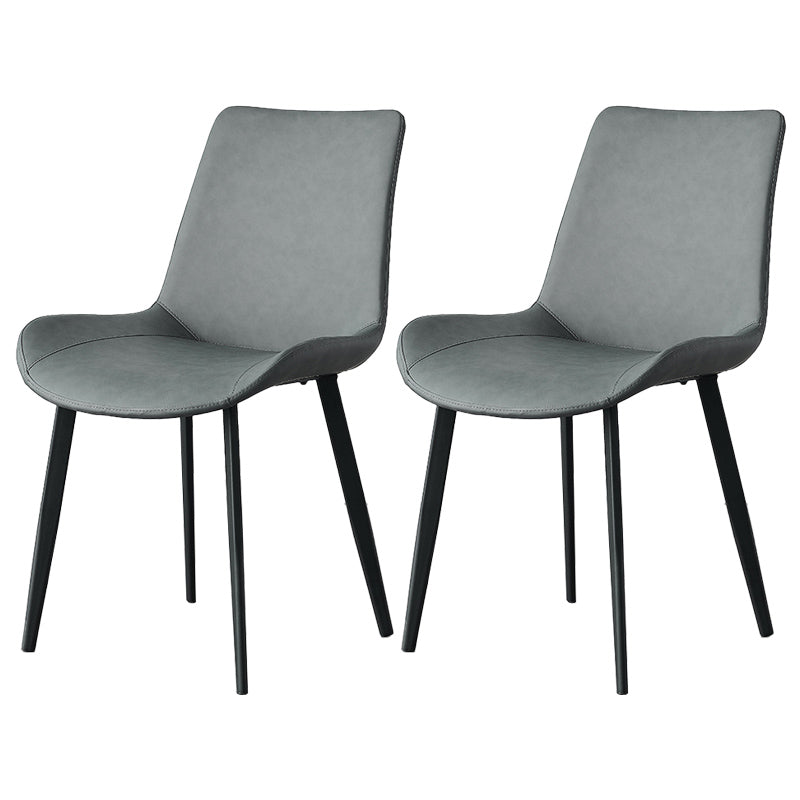 Contemporary Metal Dining Room Chairs Armless Leather Dining Chairs for Home Use Grey 2 Piece Set Clearhalo ' kitchen&dining_furn' 'Dining Chairs' 'Dining Tables & Seating' 'dining_chair' 'furn' 'furn_dining_chair' 'Furniture' 'furniture_dining_chair' 'Kitchen & Dining Furniture' 'kitchen' 3740678