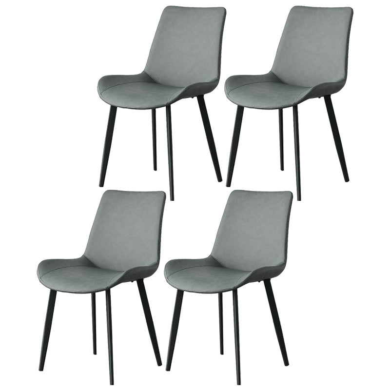 Contemporary Metal Dining Room Chairs Armless Leather Dining Chairs for Home Use Grey 4 Piece Set Clearhalo ' kitchen&dining_furn' 'Dining Chairs' 'Dining Tables & Seating' 'dining_chair' 'furn' 'furn_dining_chair' 'Furniture' 'furniture_dining_chair' 'Kitchen & Dining Furniture' 'kitchen' 3740680