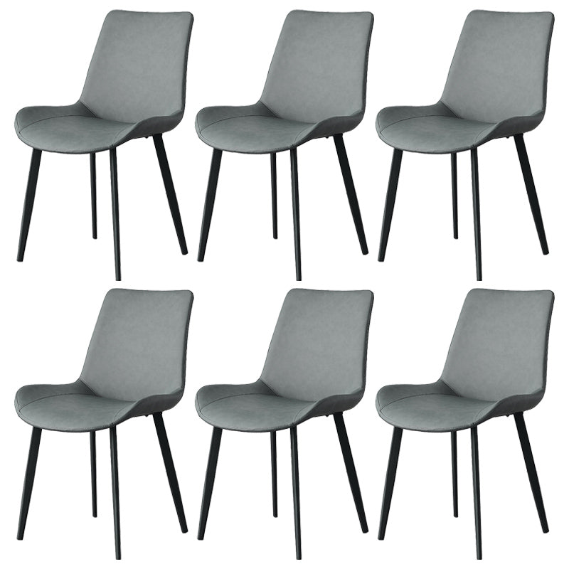 Contemporary Metal Dining Room Chairs Armless Leather Dining Chairs for Home Use Grey 6 Piece Set Clearhalo ' kitchen&dining_furn' 'Dining Chairs' 'Dining Tables & Seating' 'dining_chair' 'furn' 'furn_dining_chair' 'Furniture' 'furniture_dining_chair' 'Kitchen & Dining Furniture' 'kitchen' 3740682