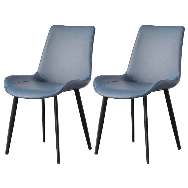 Contemporary Metal Dining Room Chairs Armless Leather Dining Chairs for Home Use Blue 2 Piece Set Clearhalo ' kitchen&dining_furn' 'Dining Chairs' 'Dining Tables & Seating' 'dining_chair' 'furn' 'furn_dining_chair' 'Furniture' 'furniture_dining_chair' 'Kitchen & Dining Furniture' 'kitchen' 3740689