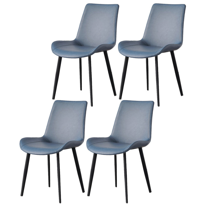 Contemporary Metal Dining Room Chairs Armless Leather Dining Chairs for Home Use Blue 4 Piece Set Clearhalo ' kitchen&dining_furn' 'Dining Chairs' 'Dining Tables & Seating' 'dining_chair' 'furn' 'furn_dining_chair' 'Furniture' 'furniture_dining_chair' 'Kitchen & Dining Furniture' 'kitchen' 3740691