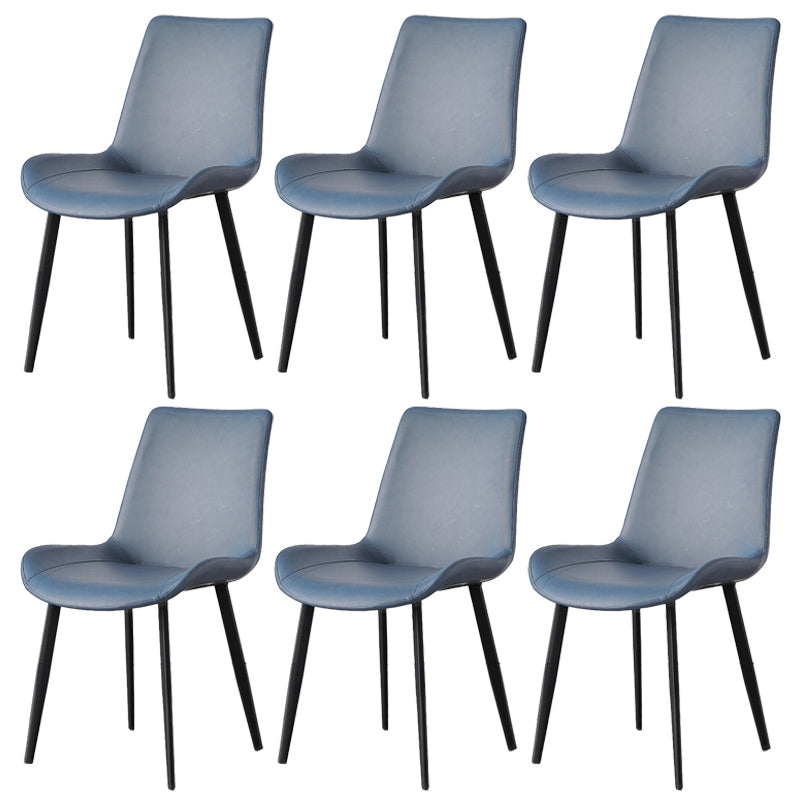 Contemporary Metal Dining Room Chairs Armless Leather Dining Chairs for Home Use Blue 6 Piece Set Clearhalo ' kitchen&dining_furn' 'Dining Chairs' 'Dining Tables & Seating' 'dining_chair' 'furn' 'furn_dining_chair' 'Furniture' 'furniture_dining_chair' 'Kitchen & Dining Furniture' 'kitchen' 3740693