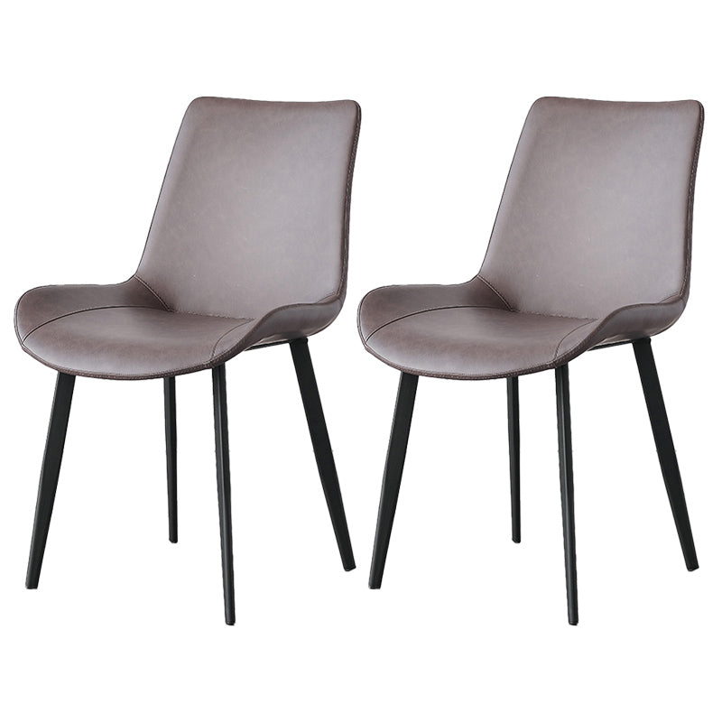 Contemporary Metal Dining Room Chairs Armless Leather Dining Chairs for Home Use Coffee 2 Piece Set Clearhalo ' kitchen&dining_furn' 'Dining Chairs' 'Dining Tables & Seating' 'dining_chair' 'furn' 'furn_dining_chair' 'Furniture' 'furniture_dining_chair' 'Kitchen & Dining Furniture' 'kitchen' 3740695