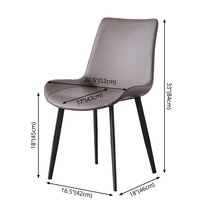 Contemporary Metal Dining Room Chairs Armless Leather Dining Chairs for Home Use Clearhalo ' kitchen&dining_furn' 'Dining Chairs' 'Dining Tables & Seating' 'dining_chair' 'furn' 'furn_dining_chair' 'Furniture' 'furniture_dining_chair' 'Kitchen & Dining Furniture' 'kitchen' 3740696