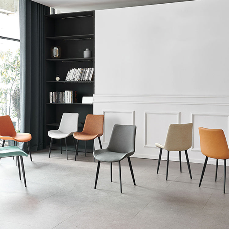 Contemporary Metal Dining Room Chairs Armless Leather Dining Chairs for Home Use Clearhalo ' kitchen&dining_furn' 'Dining Chairs' 'Dining Tables & Seating' 'dining_chair' 'furn' 'furn_dining_chair' 'Furniture' 'furniture_dining_chair' 'Kitchen & Dining Furniture' 'kitchen' 3740697