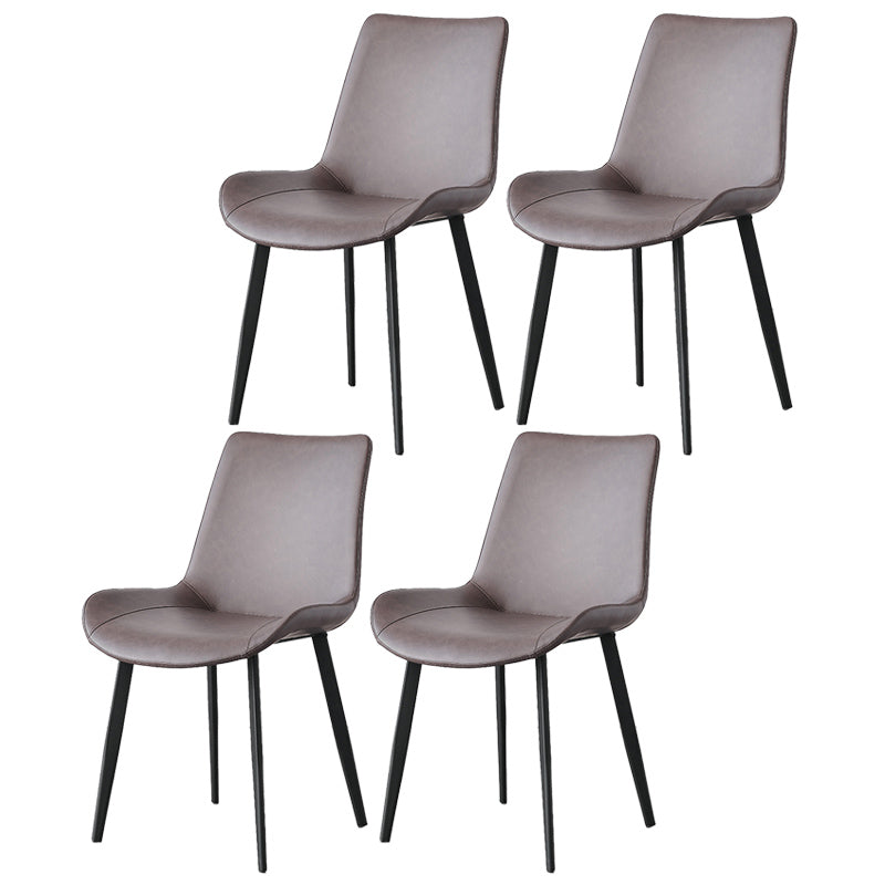 Contemporary Metal Dining Room Chairs Armless Leather Dining Chairs for Home Use Coffee 4 Piece Set Clearhalo ' kitchen&dining_furn' 'Dining Chairs' 'Dining Tables & Seating' 'dining_chair' 'furn' 'furn_dining_chair' 'Furniture' 'furniture_dining_chair' 'Kitchen & Dining Furniture' 'kitchen' 3740698