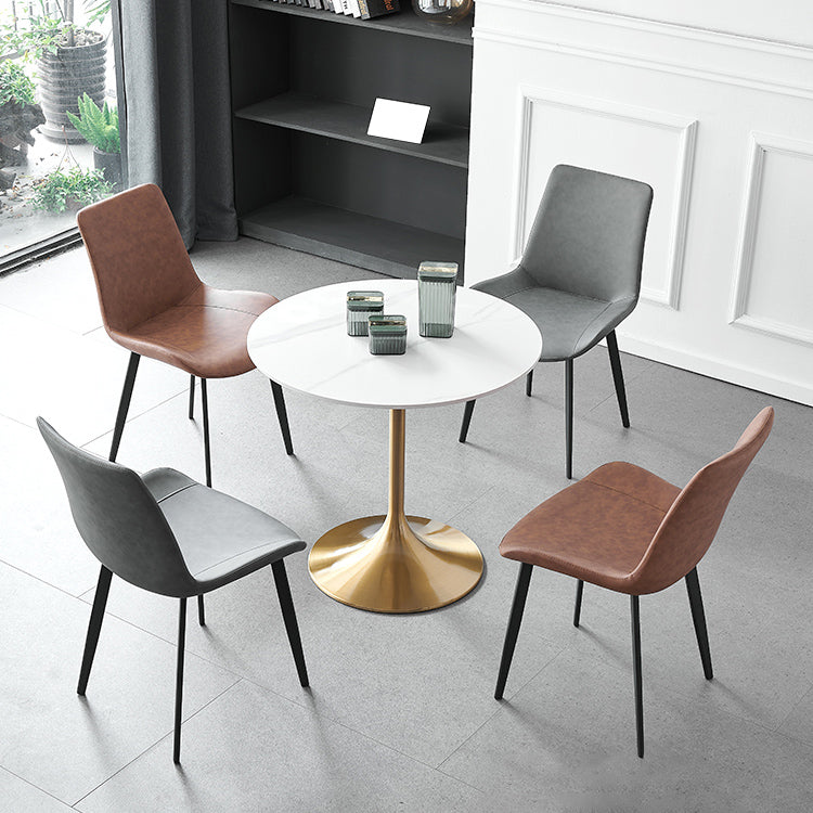 Contemporary Metal Dining Room Chairs Armless Leather Dining Chairs for Home Use Clearhalo ' kitchen&dining_furn' 'Dining Chairs' 'Dining Tables & Seating' 'dining_chair' 'furn' 'furn_dining_chair' 'Furniture' 'furniture_dining_chair' 'Kitchen & Dining Furniture' 'kitchen' 3740699