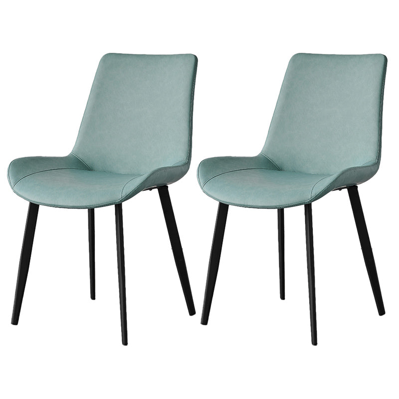 Contemporary Metal Dining Room Chairs Armless Leather Dining Chairs for Home Use Light Green 2 Piece Set Clearhalo ' kitchen&dining_furn' 'Dining Chairs' 'Dining Tables & Seating' 'dining_chair' 'furn' 'furn_dining_chair' 'Furniture' 'furniture_dining_chair' 'Kitchen & Dining Furniture' 'kitchen' 3740701