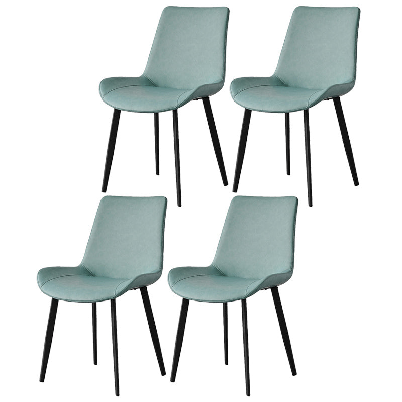 Contemporary Metal Dining Room Chairs Armless Leather Dining Chairs for Home Use Light Green 4 Piece Set Clearhalo ' kitchen&dining_furn' 'Dining Chairs' 'Dining Tables & Seating' 'dining_chair' 'furn' 'furn_dining_chair' 'Furniture' 'furniture_dining_chair' 'Kitchen & Dining Furniture' 'kitchen' 3740702