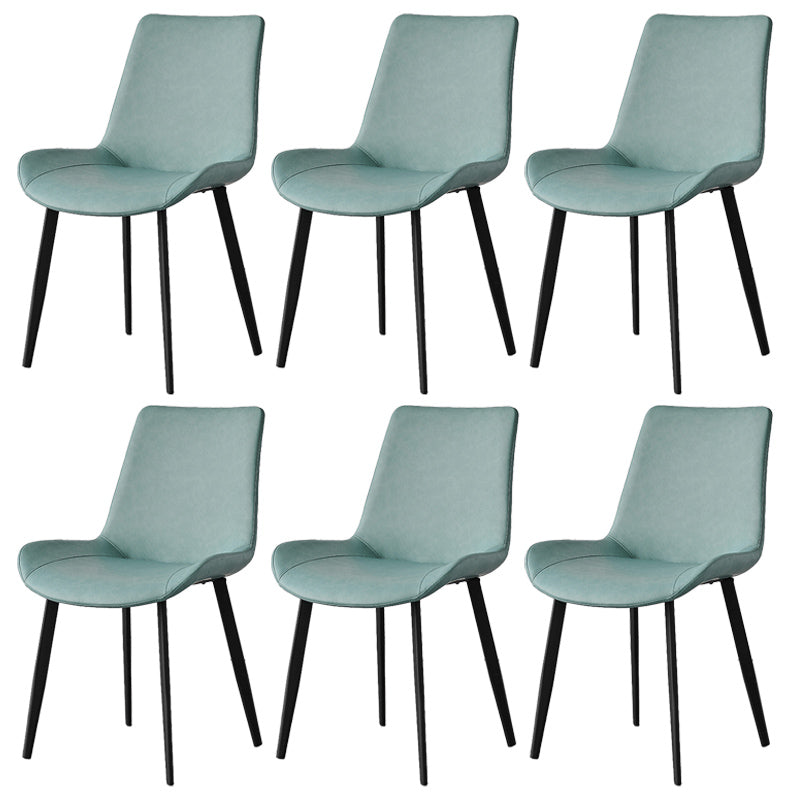 Contemporary Metal Dining Room Chairs Armless Leather Dining Chairs for Home Use Light Green 6 Piece Set Clearhalo ' kitchen&dining_furn' 'Dining Chairs' 'Dining Tables & Seating' 'dining_chair' 'furn' 'furn_dining_chair' 'Furniture' 'furniture_dining_chair' 'Kitchen & Dining Furniture' 'kitchen' 3740703