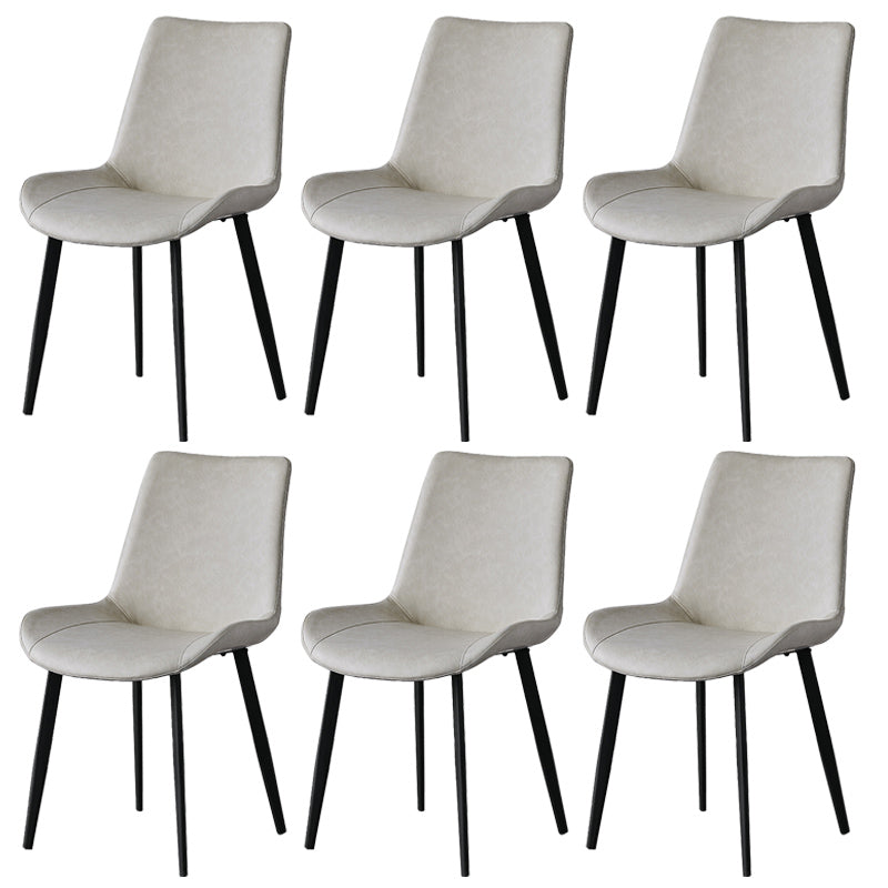 Contemporary Metal Dining Room Chairs Armless Leather Dining Chairs for Home Use Off-White 6 Piece Set Clearhalo ' kitchen&dining_furn' 'Dining Chairs' 'Dining Tables & Seating' 'dining_chair' 'furn' 'furn_dining_chair' 'Furniture' 'furniture_dining_chair' 'Kitchen & Dining Furniture' 'kitchen' 3740706