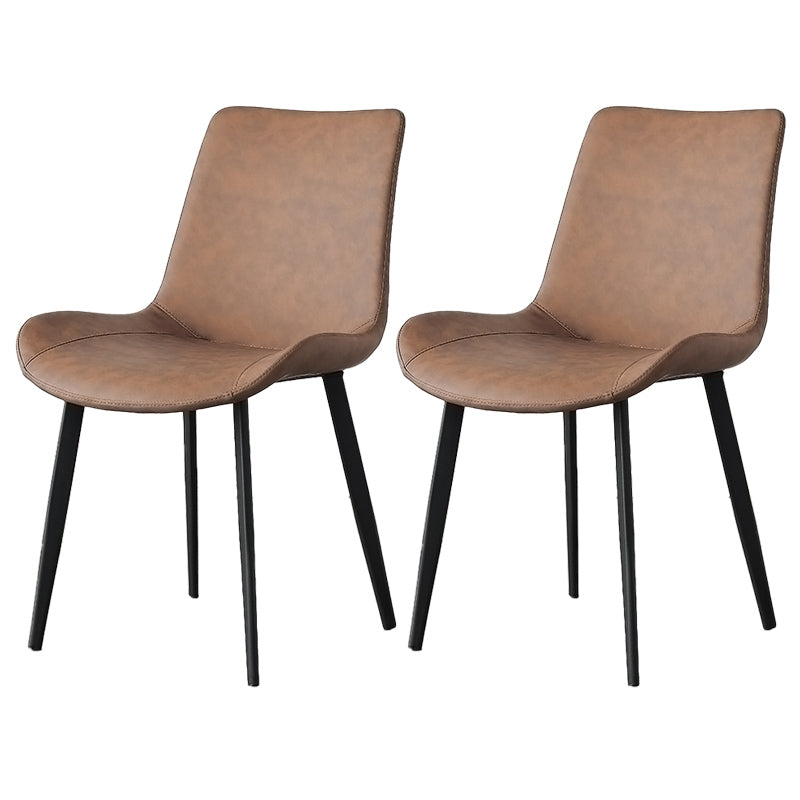 Contemporary Metal Dining Room Chairs Armless Leather Dining Chairs for Home Use Orange Yellow 2 Piece Set Clearhalo ' kitchen&dining_furn' 'Dining Chairs' 'Dining Tables & Seating' 'dining_chair' 'furn' 'furn_dining_chair' 'Furniture' 'furniture_dining_chair' 'Kitchen & Dining Furniture' 'kitchen' 3740713