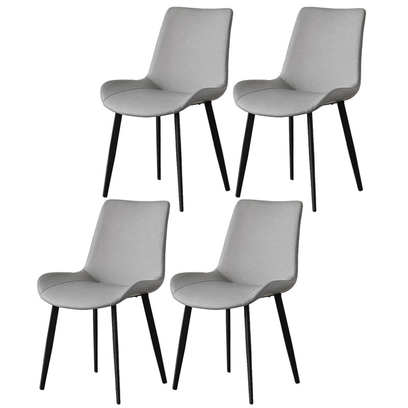 Contemporary Metal Dining Room Chairs Armless Leather Dining Chairs for Home Use Light Gray 4 Piece Set Clearhalo ' kitchen&dining_furn' 'Dining Chairs' 'Dining Tables & Seating' 'dining_chair' 'furn' 'furn_dining_chair' 'Furniture' 'furniture_dining_chair' 'Kitchen & Dining Furniture' 'kitchen' 3740717