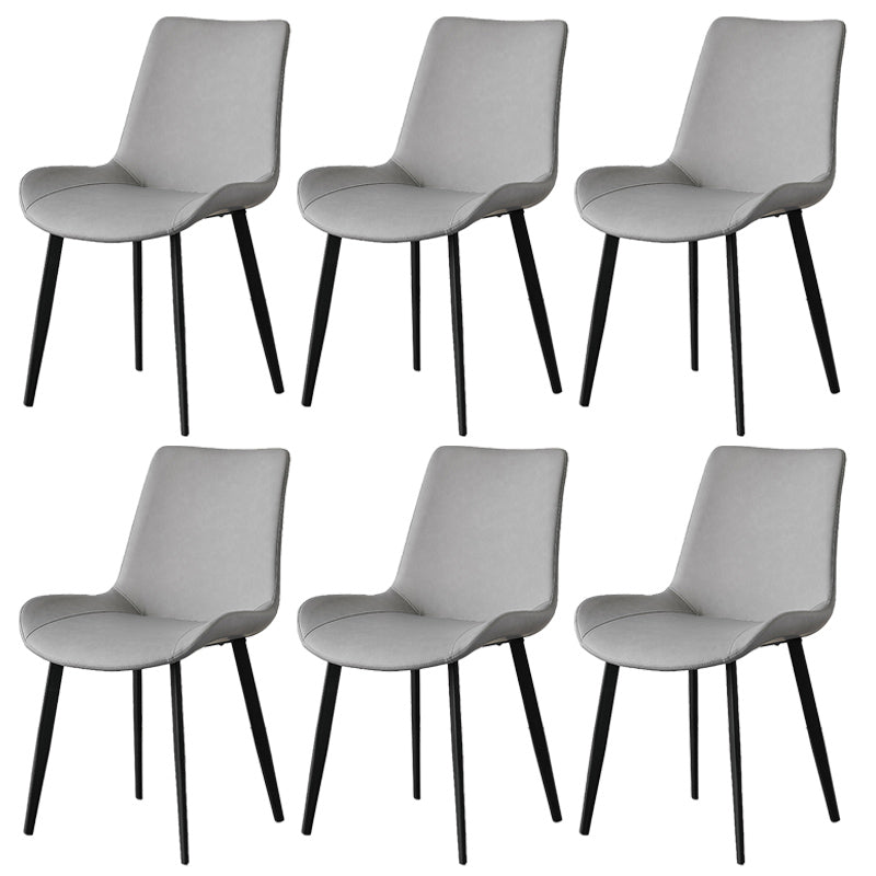 Contemporary Metal Dining Room Chairs Armless Leather Dining Chairs for Home Use Light Gray 6 Piece Set Clearhalo ' kitchen&dining_furn' 'Dining Chairs' 'Dining Tables & Seating' 'dining_chair' 'furn' 'furn_dining_chair' 'Furniture' 'furniture_dining_chair' 'Kitchen & Dining Furniture' 'kitchen' 3740718
