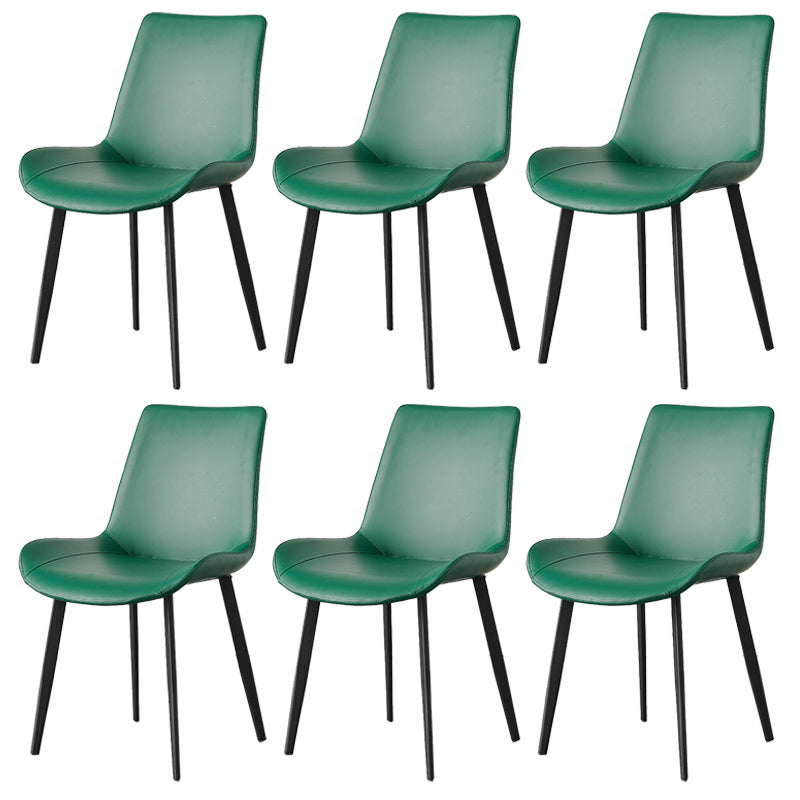 Contemporary Metal Dining Room Chairs Armless Leather Dining Chairs for Home Use Blackish Green 6 Piece Set Clearhalo ' kitchen&dining_furn' 'Dining Chairs' 'Dining Tables & Seating' 'dining_chair' 'furn' 'furn_dining_chair' 'Furniture' 'furniture_dining_chair' 'Kitchen & Dining Furniture' 'kitchen' 3740721