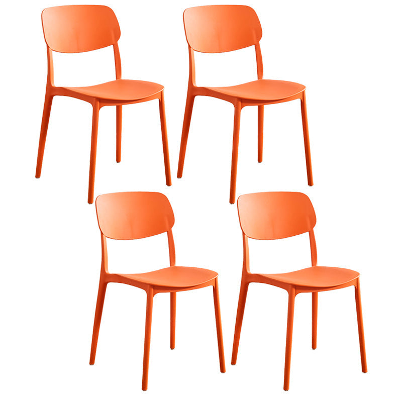 Home Scandinavian Side Chair Stackable Open Back Plastic Dining Room Chair Orange 4 Piece Set Clearhalo ' kitchen&dining_furn' 'Dining Chairs' 'Dining Tables & Seating' 'dining_chair' 'furn' 'furn_dining_chair' 'Furniture' 'furniture_dining_chair' 'Kitchen & Dining Furniture' 'kitchen' 3740733