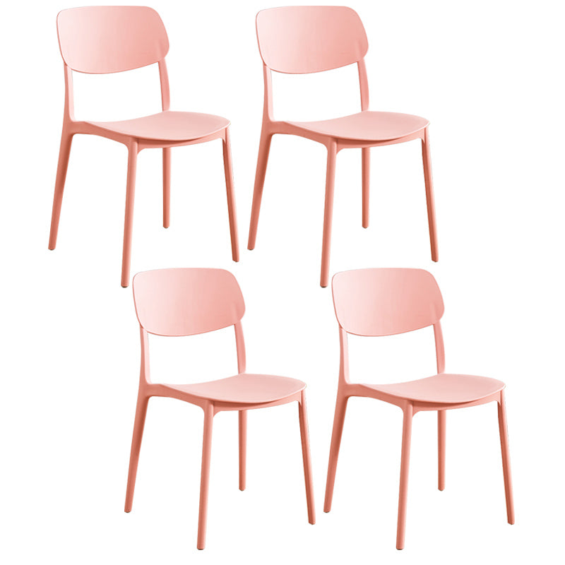 Home Scandinavian Side Chair Stackable Open Back Plastic Dining Room Chair Pink 4 Piece Set Clearhalo ' kitchen&dining_furn' 'Dining Chairs' 'Dining Tables & Seating' 'dining_chair' 'furn' 'furn_dining_chair' 'Furniture' 'furniture_dining_chair' 'Kitchen & Dining Furniture' 'kitchen' 3740739