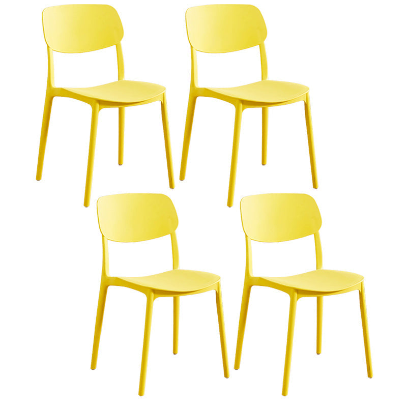Home Scandinavian Side Chair Stackable Open Back Plastic Dining Room Chair Yellow 4 Piece Set Clearhalo ' kitchen&dining_furn' 'Dining Chairs' 'Dining Tables & Seating' 'dining_chair' 'furn' 'furn_dining_chair' 'Furniture' 'furniture_dining_chair' 'Kitchen & Dining Furniture' 'kitchen' 3740744