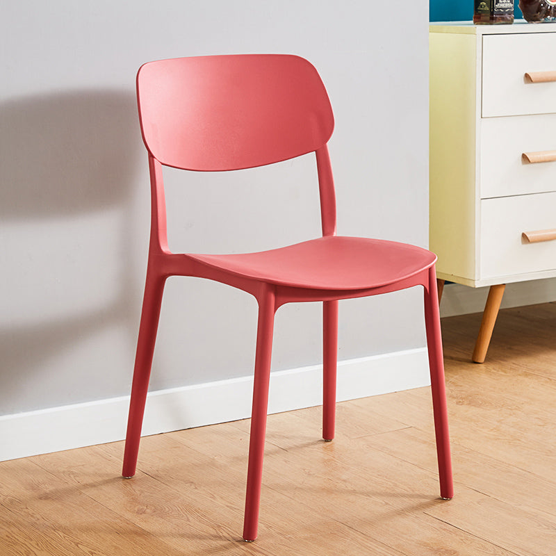 Home Scandinavian Side Chair Stackable Open Back Plastic Dining Room Chair Red 1 Piece Clearhalo ' kitchen&dining_furn' 'Dining Chairs' 'Dining Tables & Seating' 'dining_chair' 'furn' 'furn_dining_chair' 'Furniture' 'furniture_dining_chair' 'Kitchen & Dining Furniture' 'kitchen' 3740745
