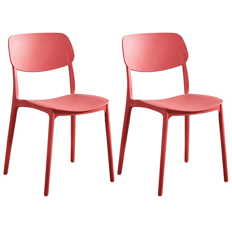 Home Scandinavian Side Chair Stackable Open Back Plastic Dining Room Chair Red 2 Piece Set Clearhalo ' kitchen&dining_furn' 'Dining Chairs' 'Dining Tables & Seating' 'dining_chair' 'furn' 'furn_dining_chair' 'Furniture' 'furniture_dining_chair' 'Kitchen & Dining Furniture' 'kitchen' 3740746